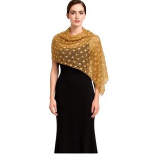 Sequin Open Weave Scarf Evening Shawl Gold Silver